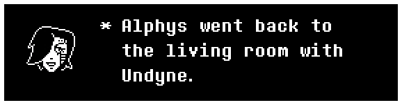 Alphys went back to the living room with Undyne.