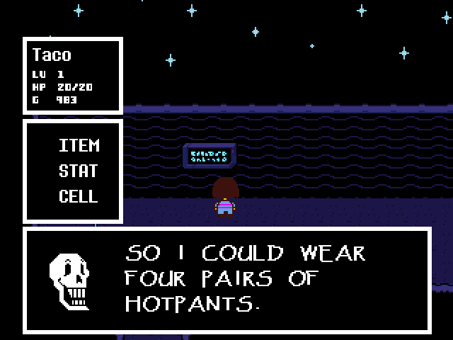 Papyrus: SO I COULD WEAR FOUR PAIRS OF HOTPANTS.