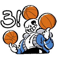 Sans with basketballs